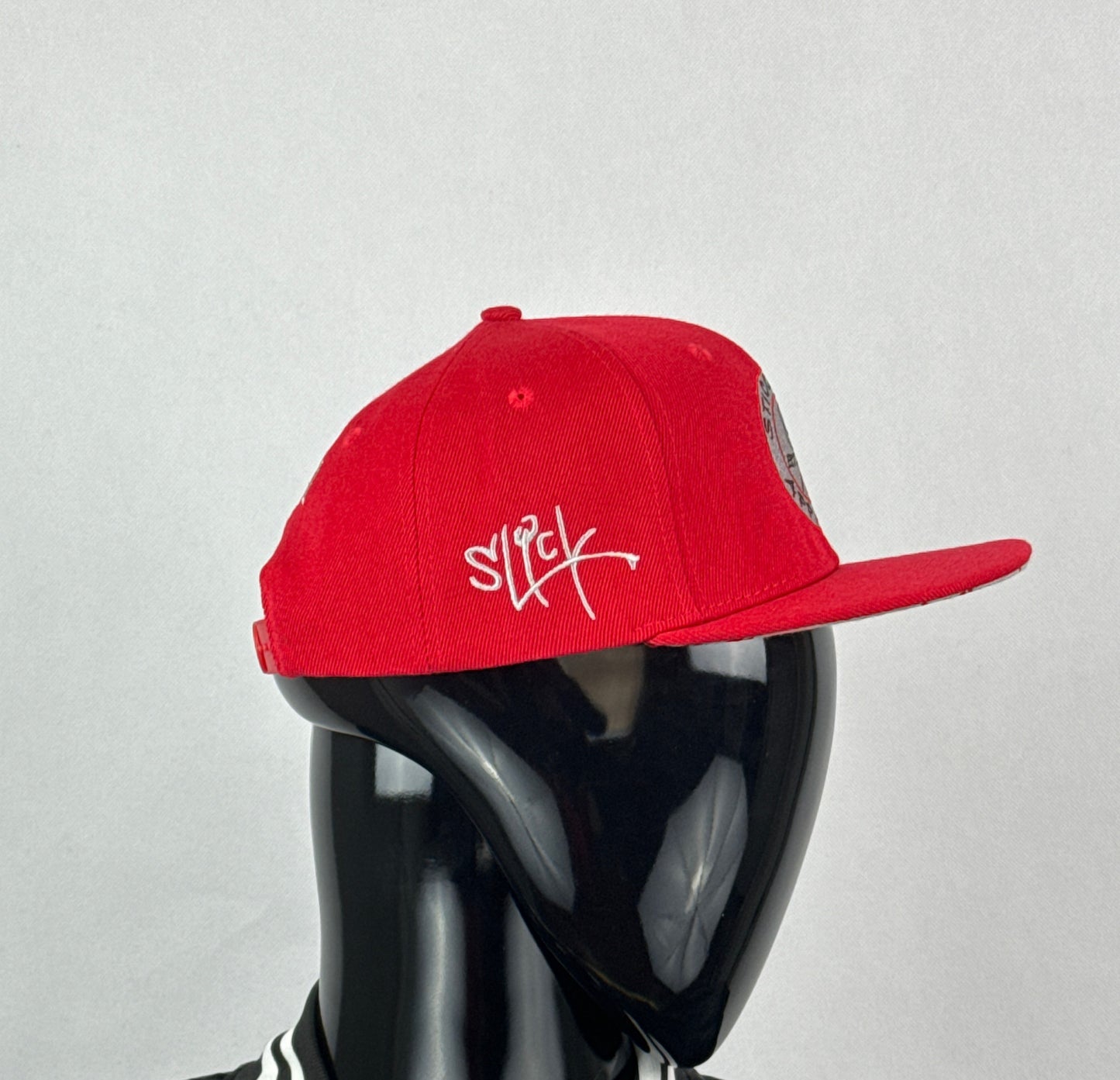 Red, Silver, and Grey Acrylic Baseball hat