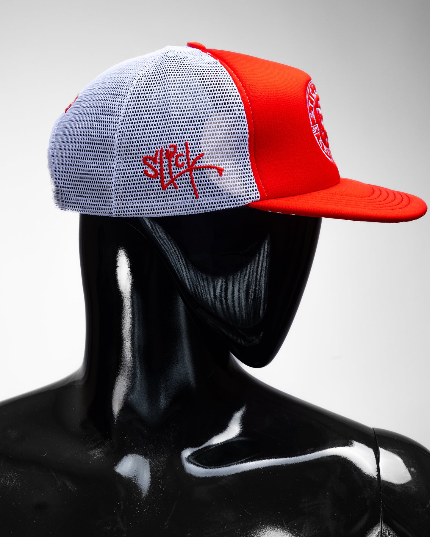 Oversized Red and White Foam Trucker Hat