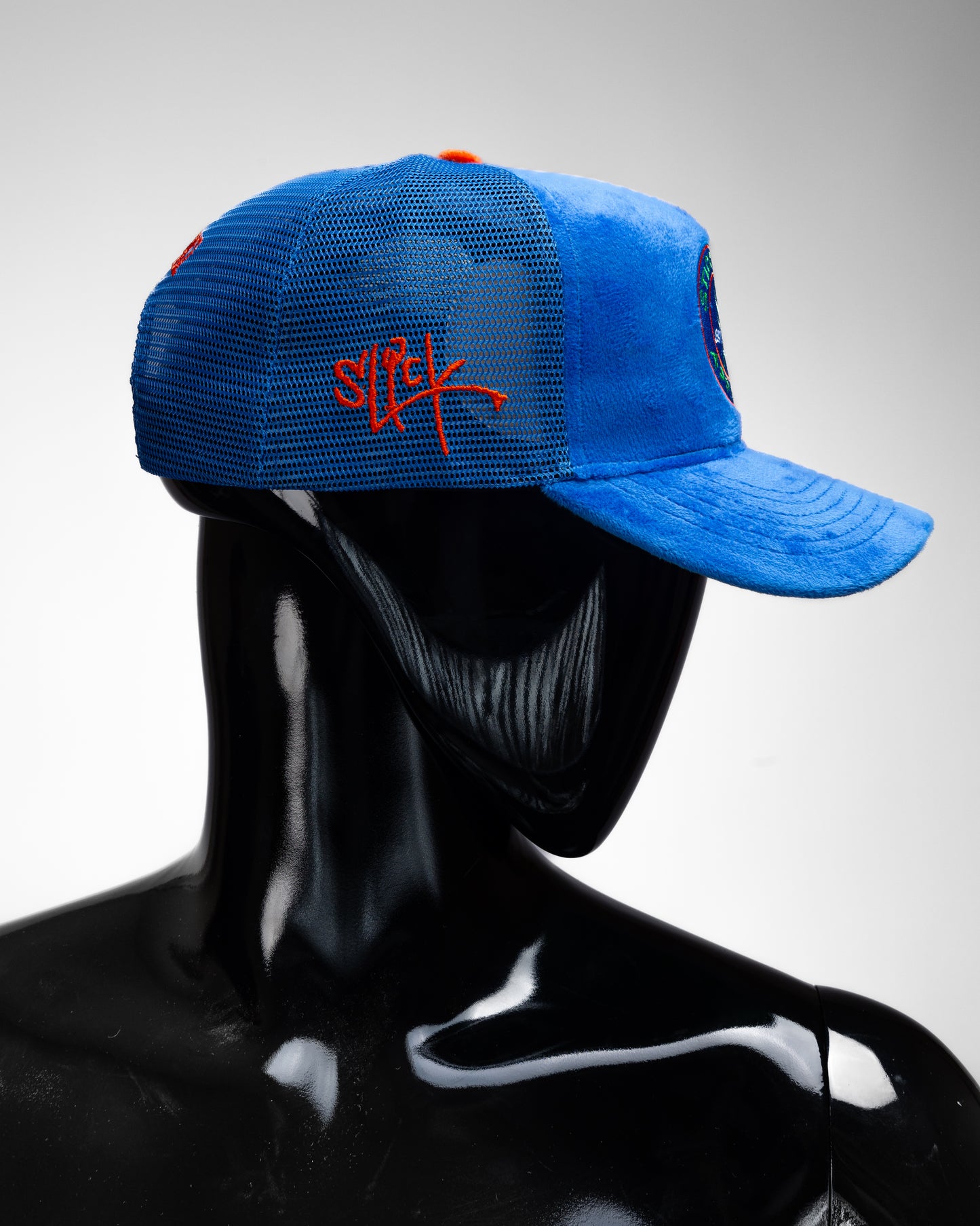 Royal Blue Velvet Trucker Hat