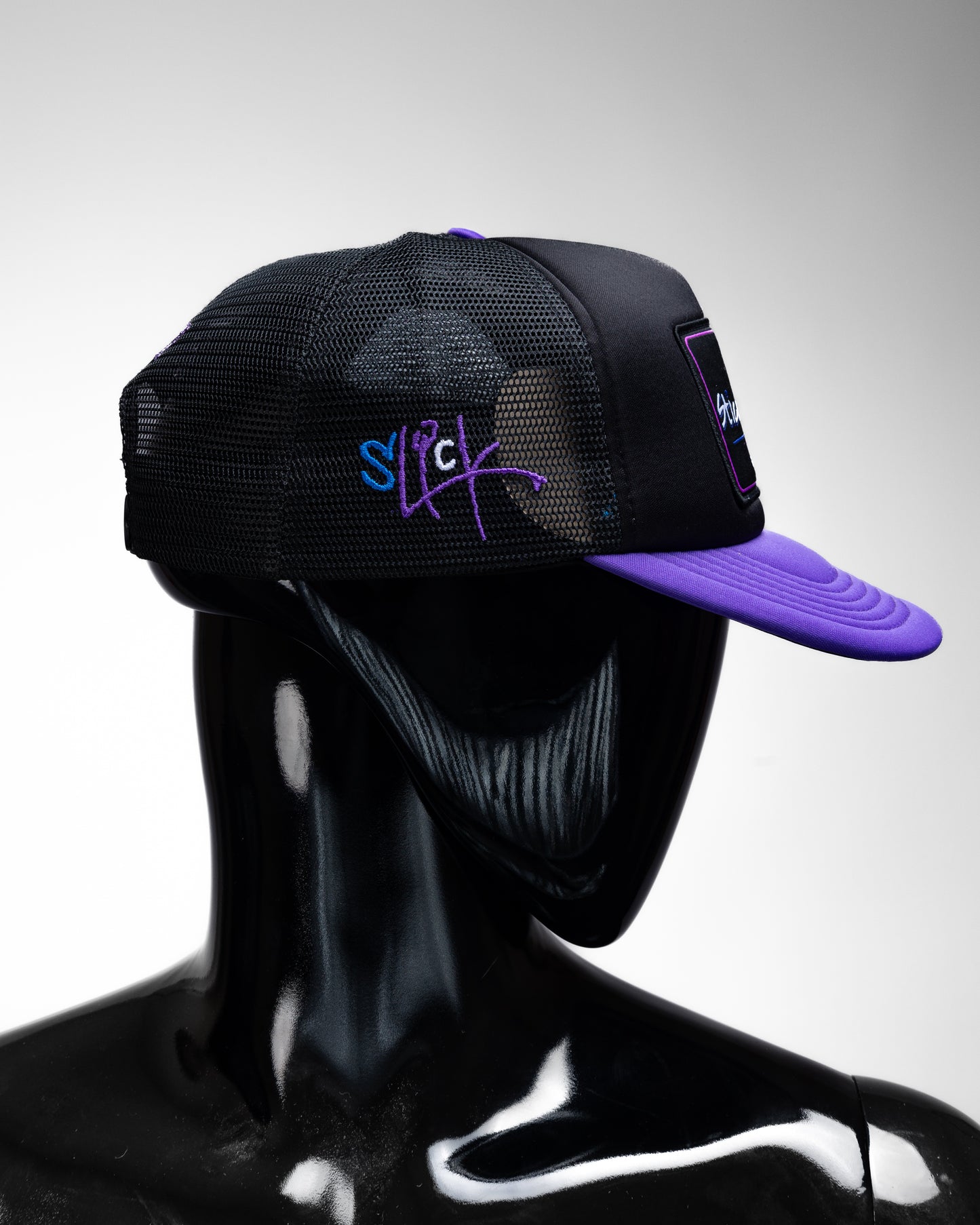 Black and Purple Foam Trucker Hat