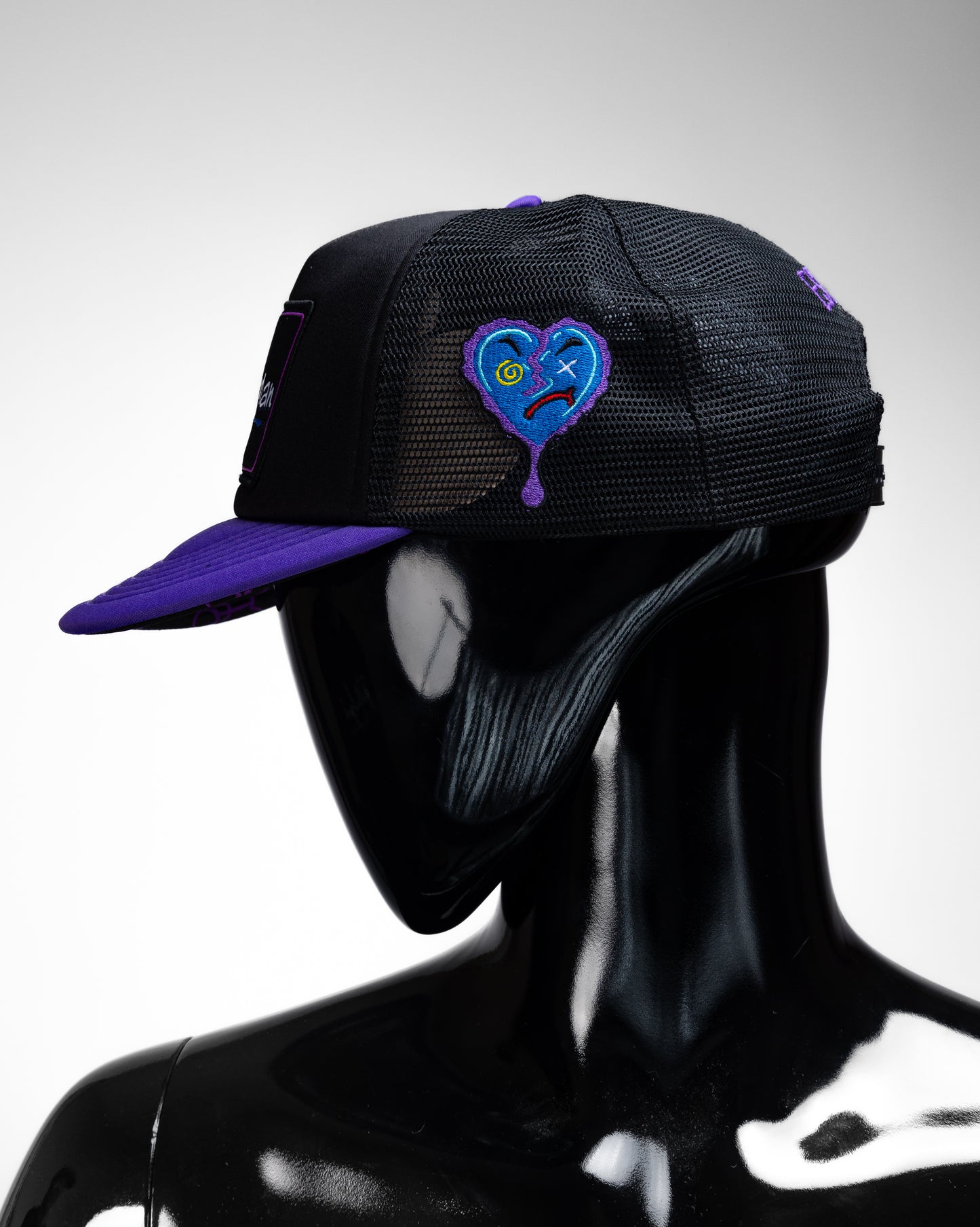 Black and Purple Foam Trucker Hat