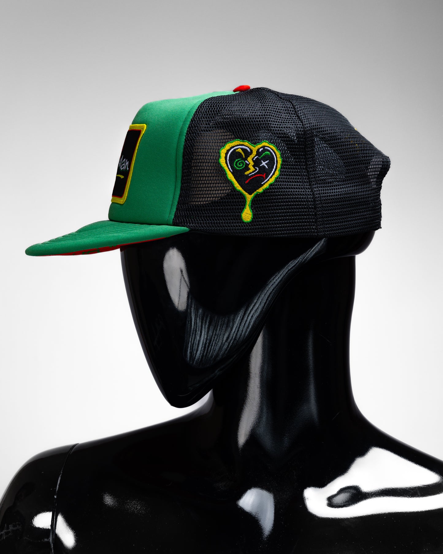 Green Black Yellow Red Foam Trucker Hat Oversized