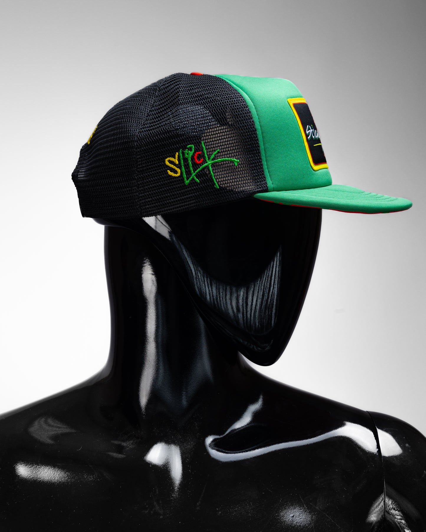 Green Black Yellow Red Foam Trucker Hat Oversized