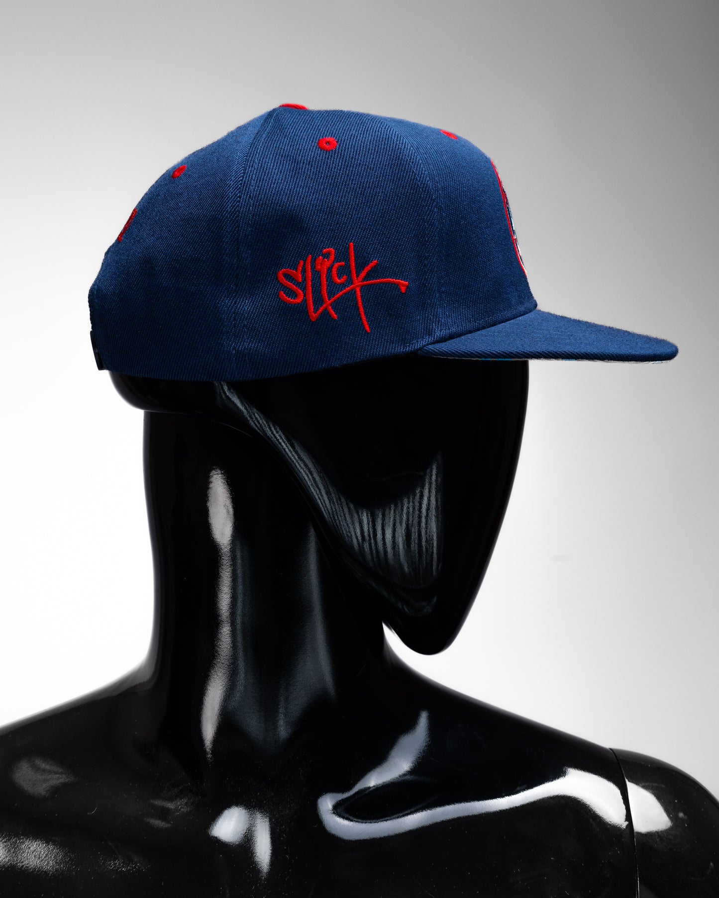 Dark Blue, Red, Light Blue Baseball Hat Acrylic Material Oversized