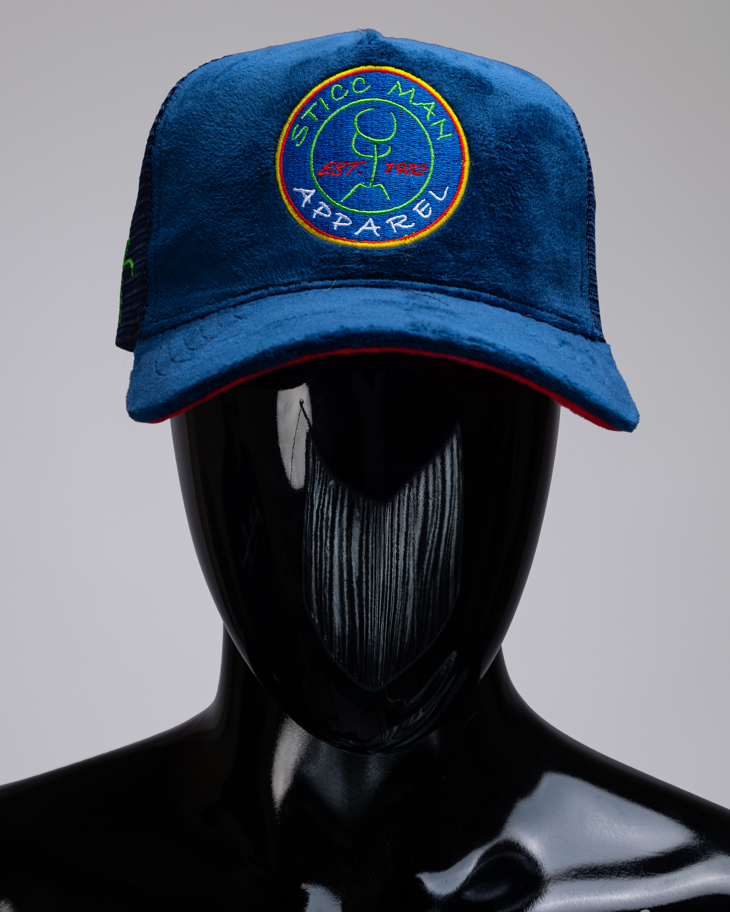 Navy Blue Velvet Trucker Hat