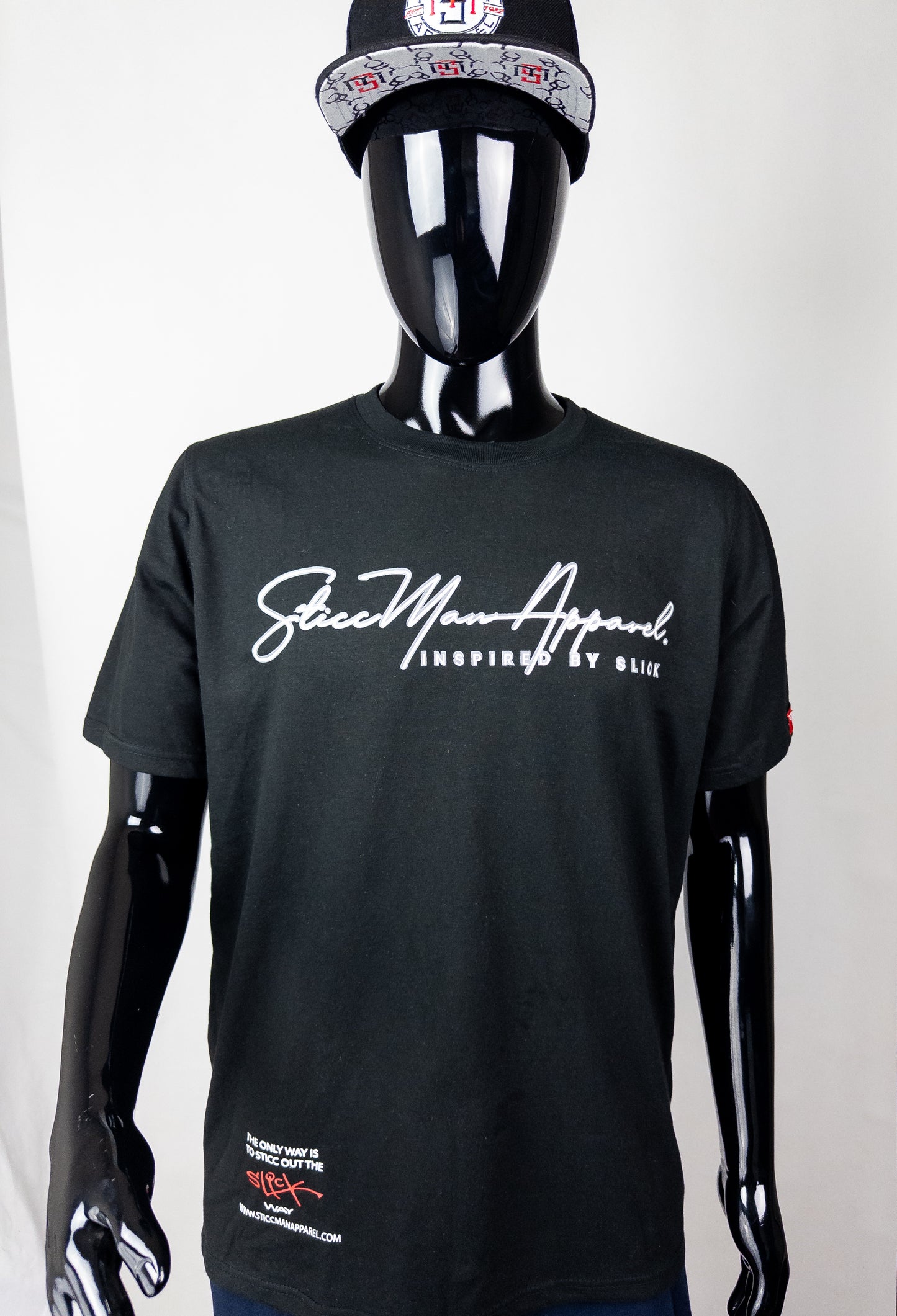 Black and White Cursive Sticc Man T-shirt