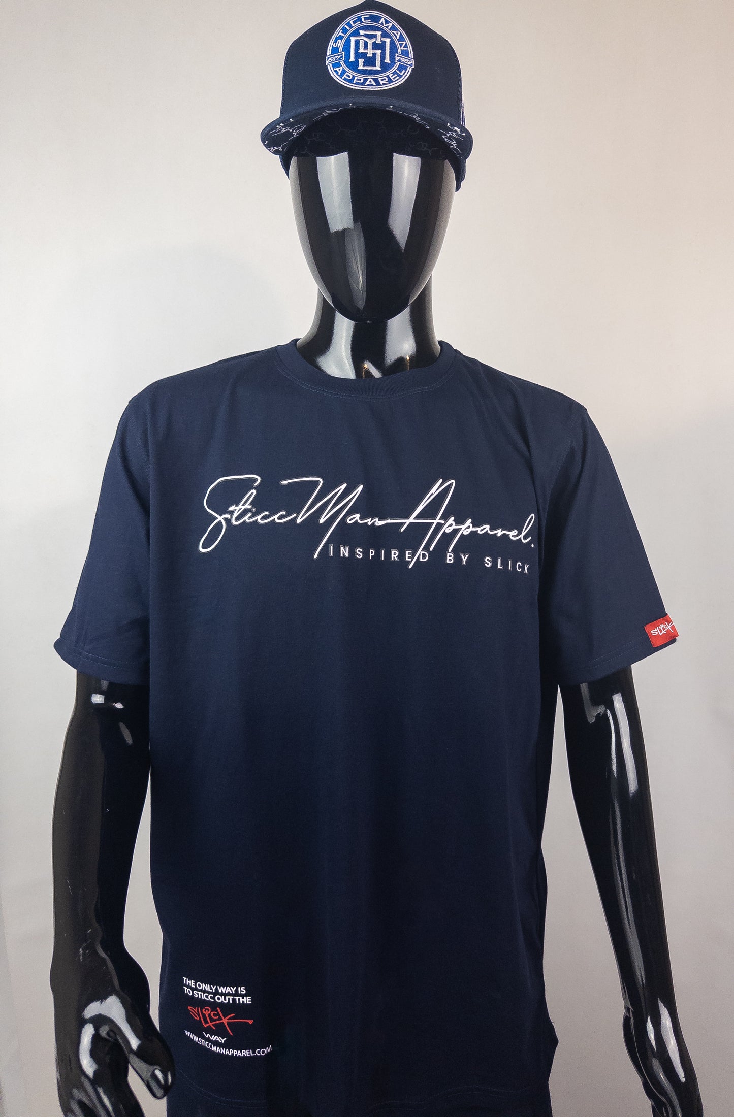 Navy Blue Cursive Sticc Man T-shirt