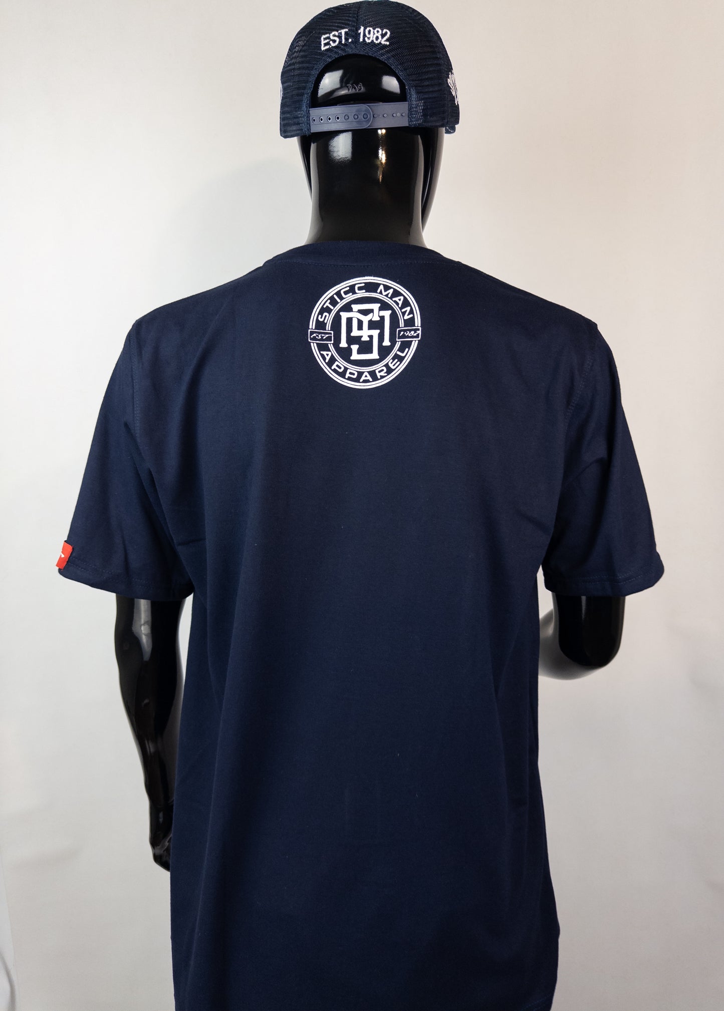 Navy Blue Cursive Sticc Man T-shirt