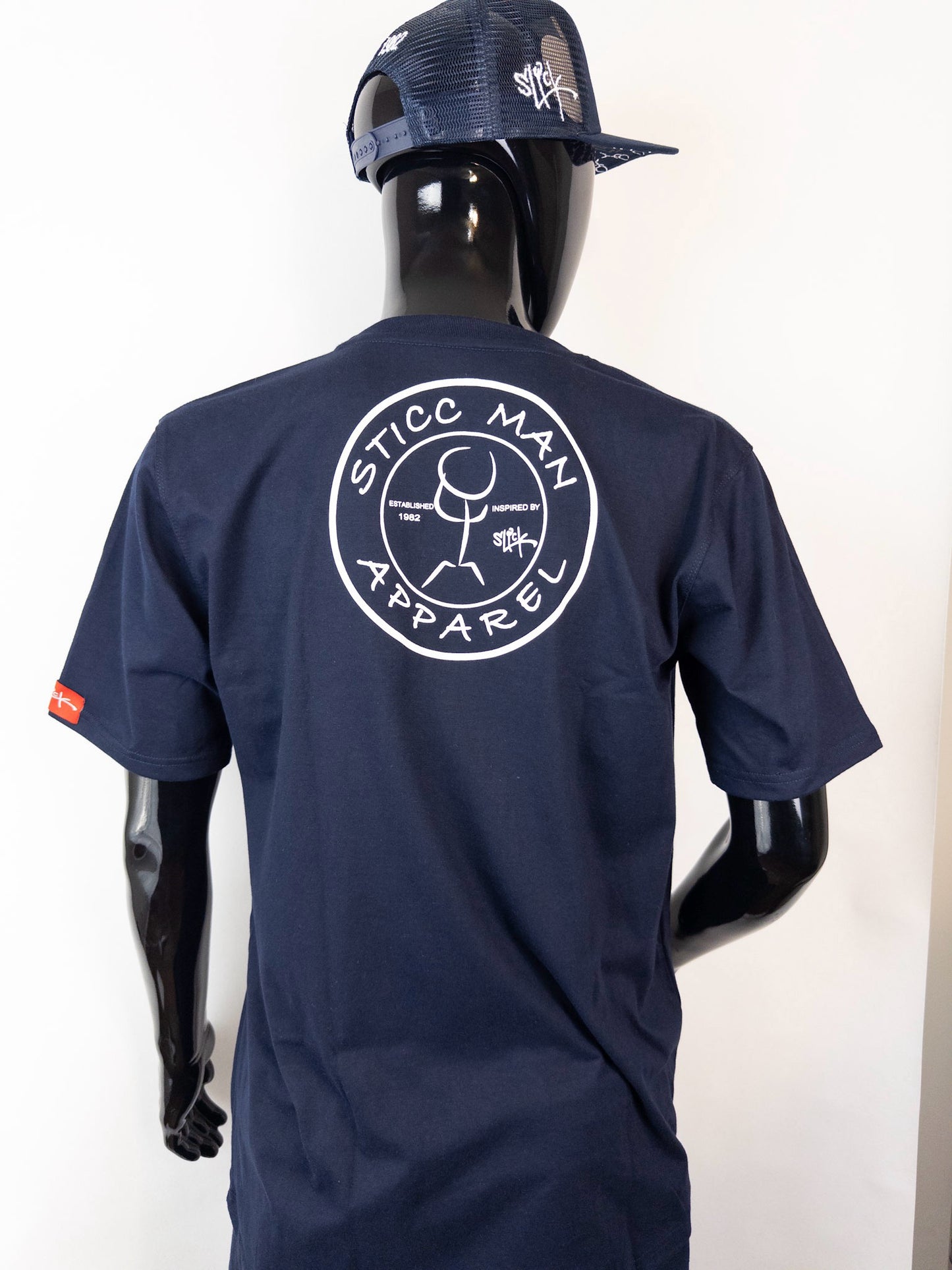 Slick Series Navy Blue and White "Slick" 100% Cotton T-Shirt