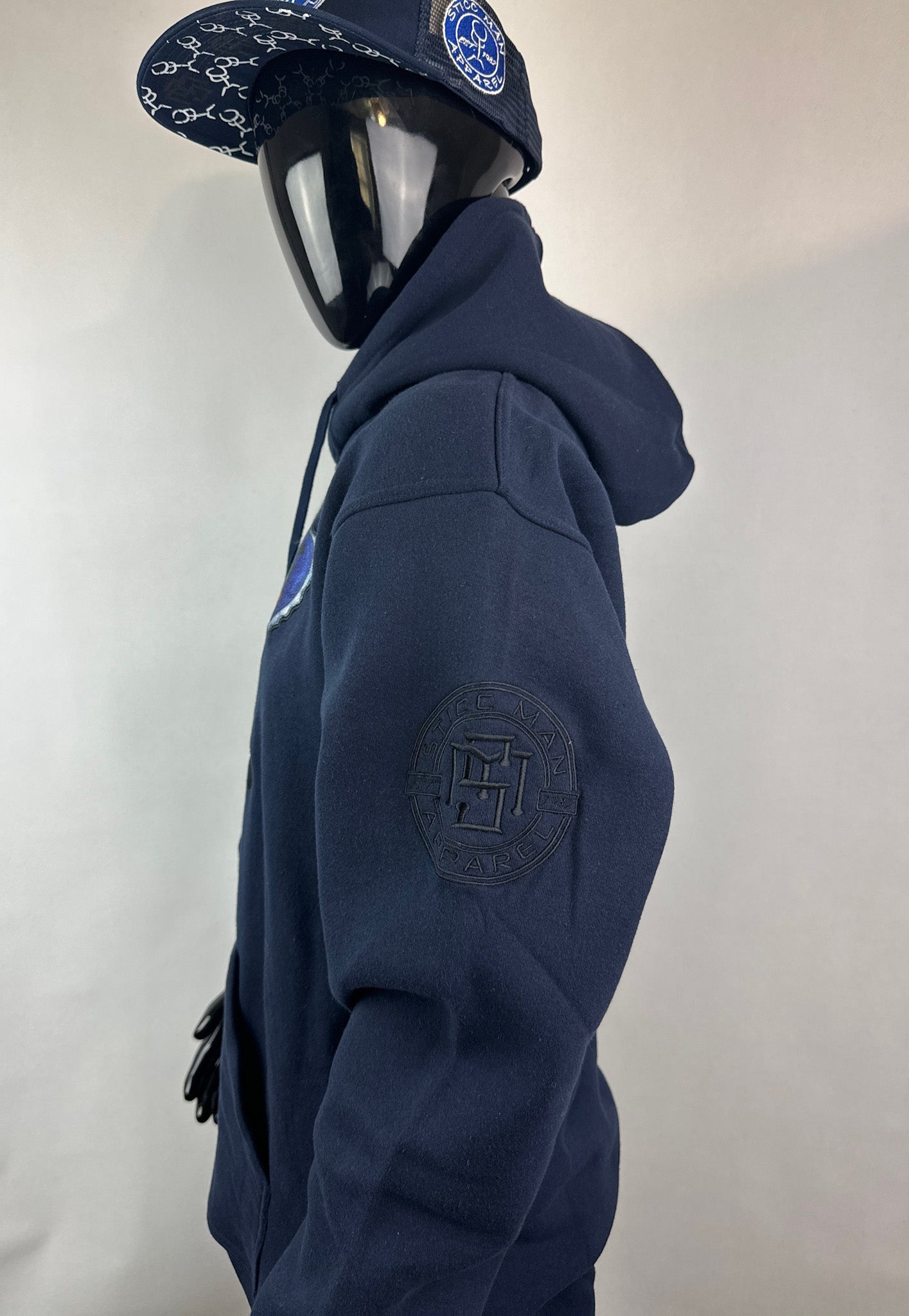 Navy Blue and Black 100% Cotton Slick Vintage Heart Hoodie