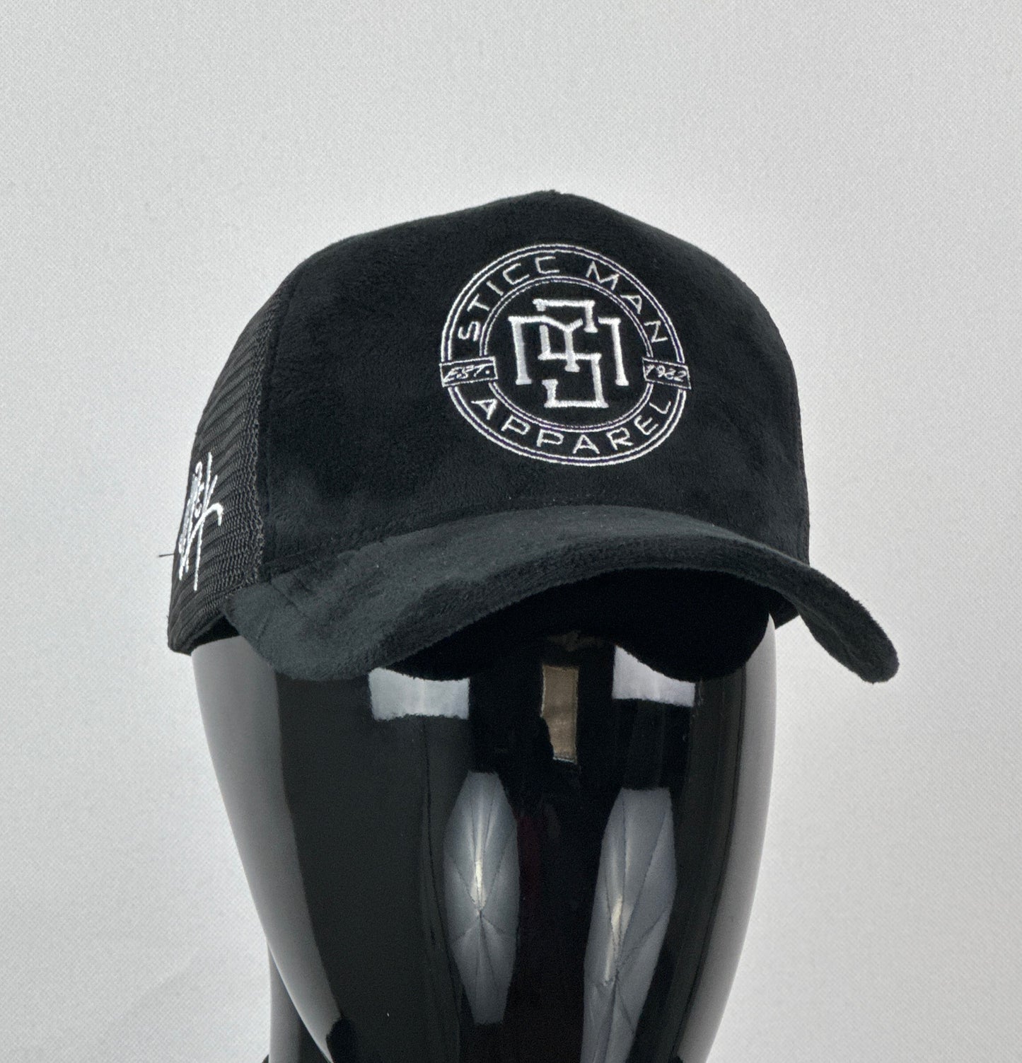 Black and White Velvet Trucker Hat