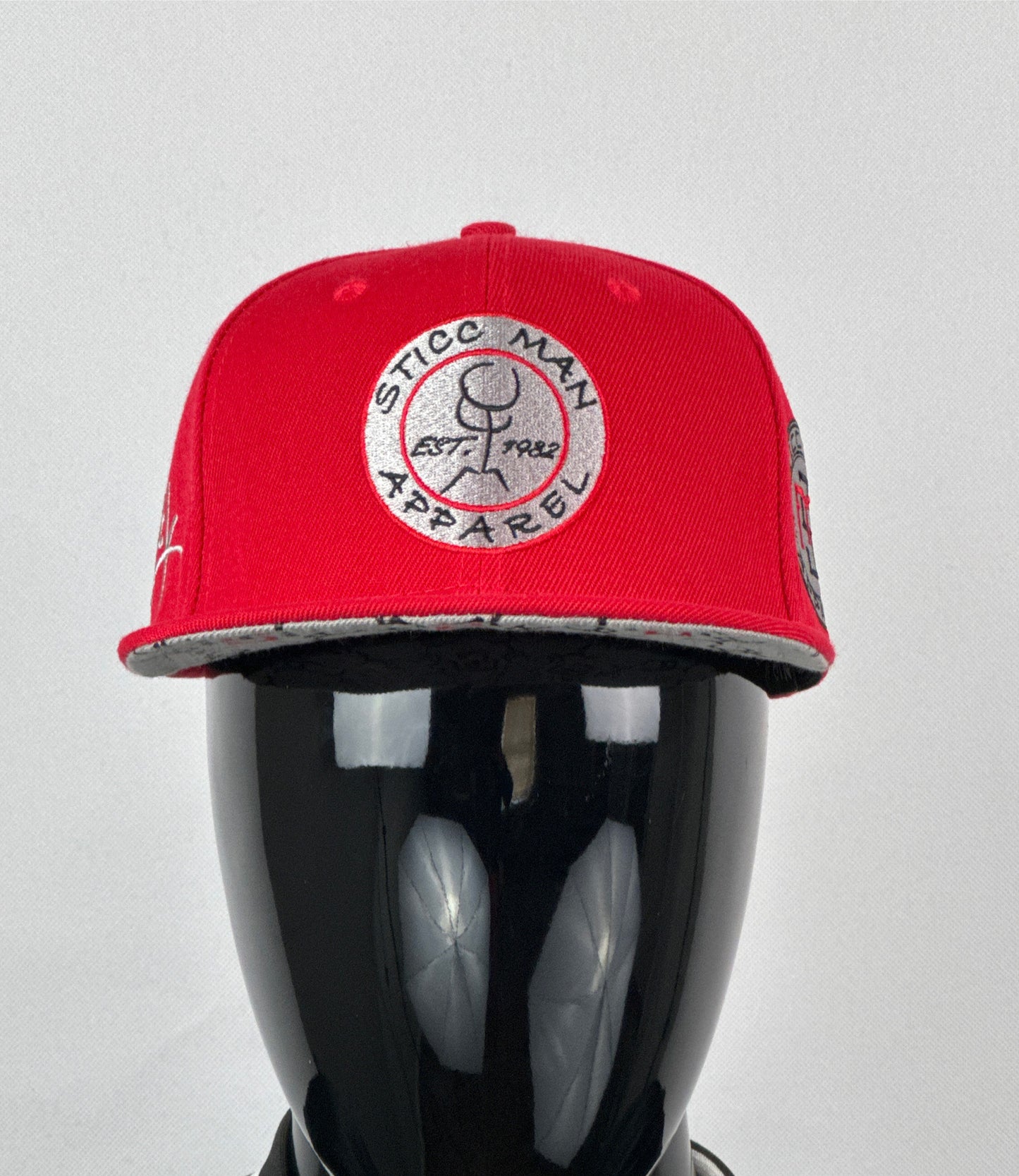 Red, Silver, and Grey Acrylic Baseball hat