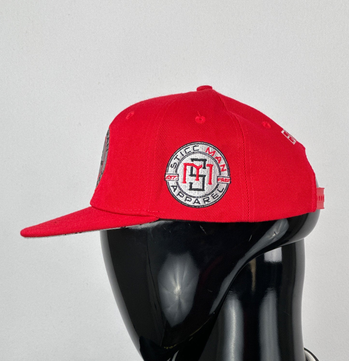 Red, Silver, and Grey Acrylic Baseball hat