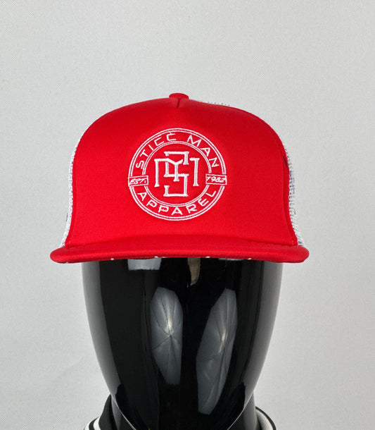 Oversized Red and White Foam Trucker Hat