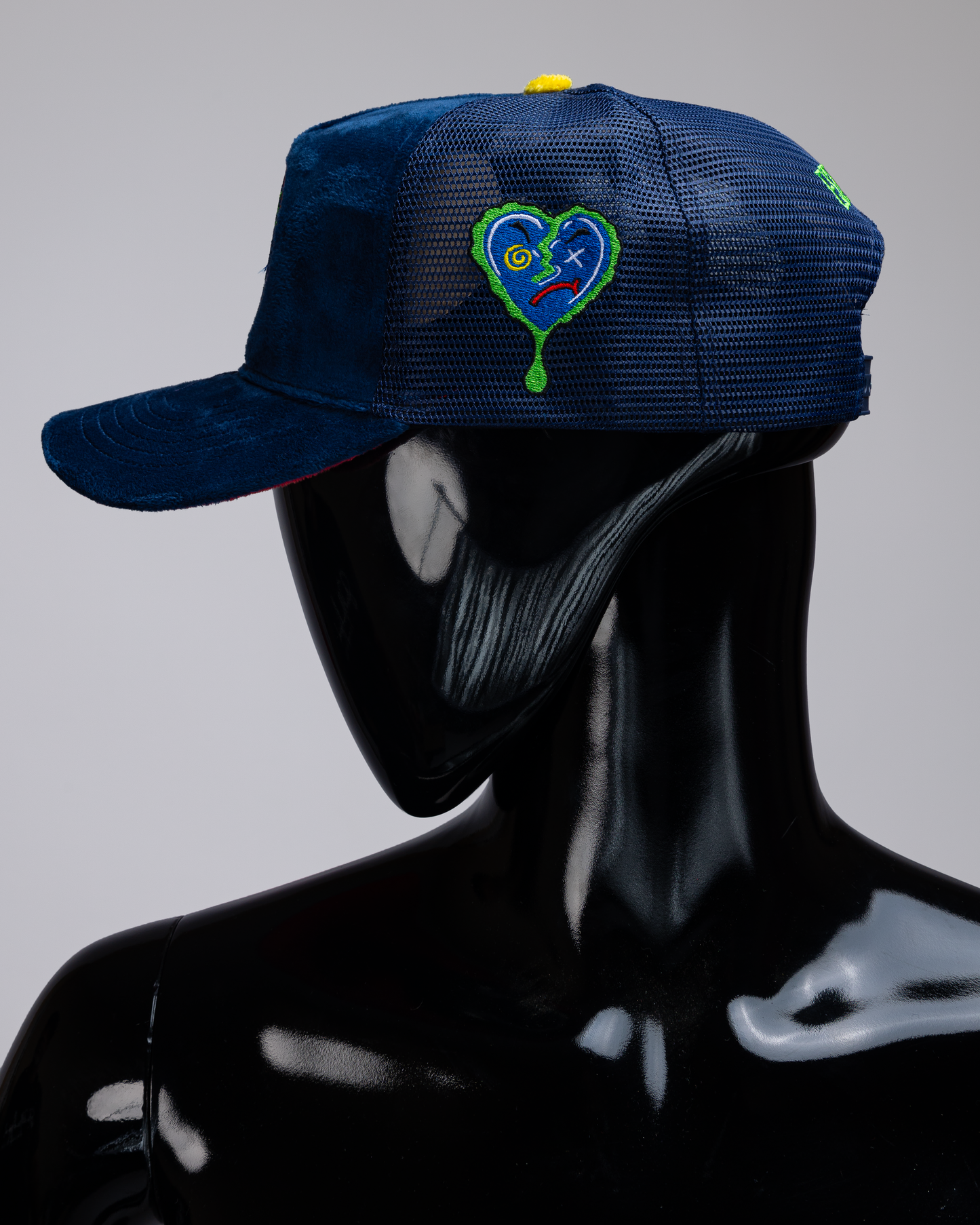 Navy Blue Velvet Trucker Hat